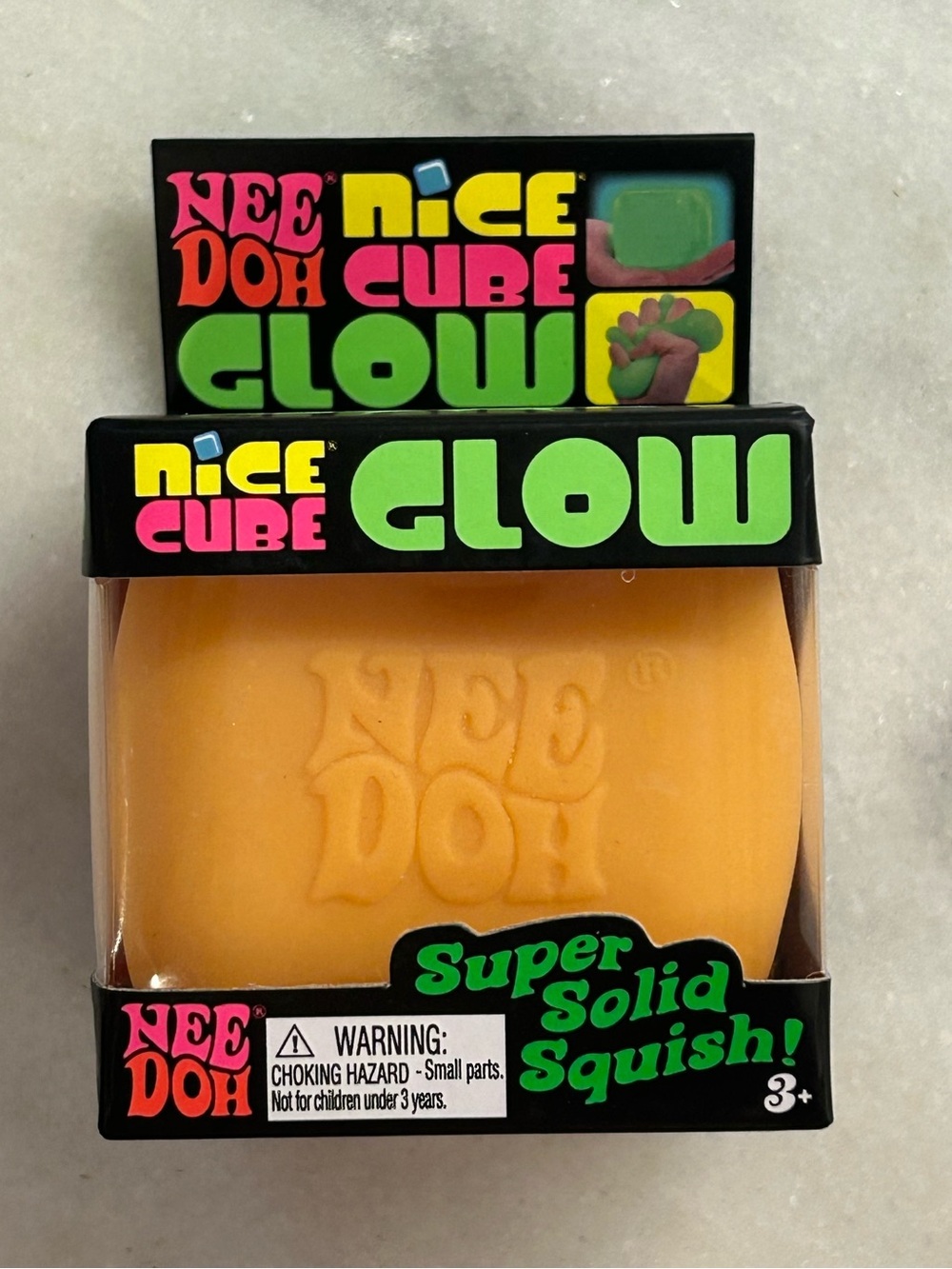 🔥Schylling NeeDoh Nice Cube Glow in the Dark Orange Squishy Viral Toy Authentic